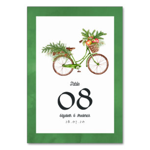Numeração De Mesa Maçãs de Natal e Bicicleta de Pinheiros Casamento 