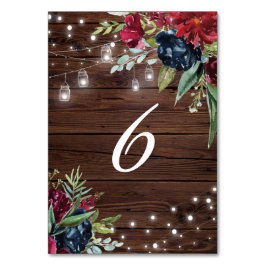 Numeração De Mesa Madeira Rústica Borgonha Luzes Florais Madeira 6