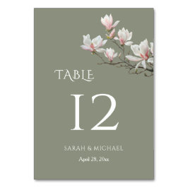 Numeração De Mesa Magnólia Verde Salvia Floral Casamento  