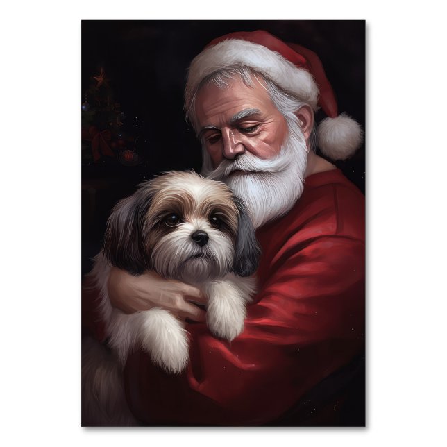 Numeração De Mesa Malti Tzu Com Papai Noel Natal Festivo (Frente)