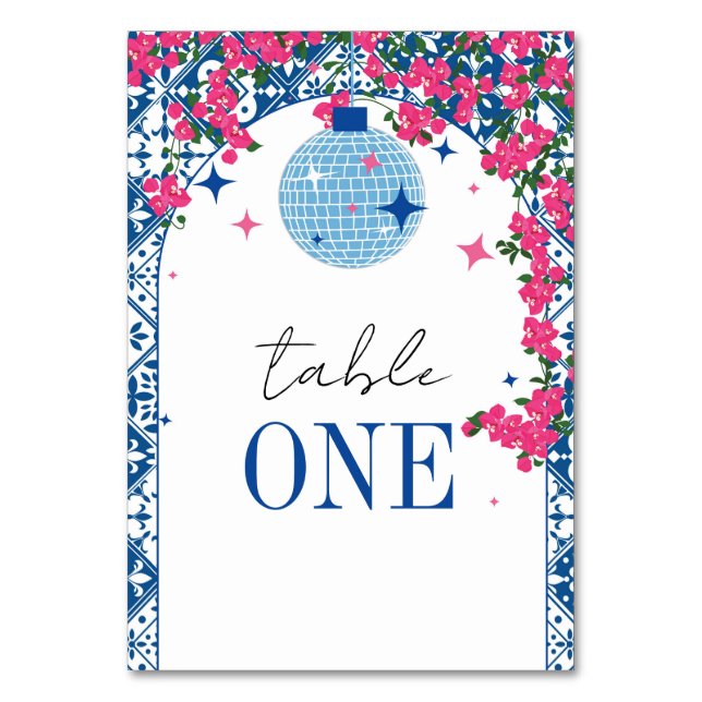 Numeração De Mesa Mamma Mia - Número da mesa rosa e azul (Frente)