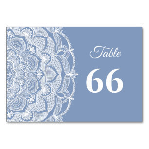 Numeração De Mesa Mandala branca azul empoeirada elegante