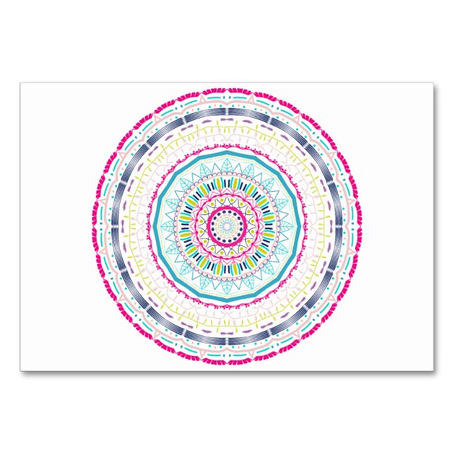 Numeração De Mesa mandala colorida (Frente)