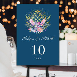 Numeração De Mesa Mandala Dourada Convite de Casamento Boho com Cris