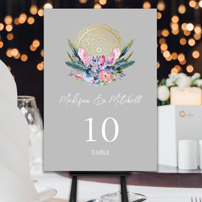 Numeração De Mesa Mandala Dourada Convite de Casamento Boho com Cris (Criador carregado)