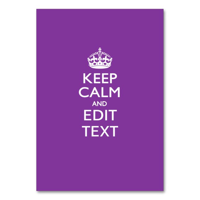 Numeração De Mesa MANTER CALM Personalizado E Editar Texto em Roxo (Frente)