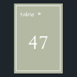 Numeração De Mesa Manuscrito casual verde com poeira mínima<br><div class="desc">Número Mínimo de Tabela de Escrita Manual Verde Dusty</div>