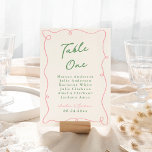 Numeração De Mesa Mão Branca Desenhada Rosa e Verde<br><div class="desc">Este design adorável apresenta elementos desenhados à mão e um texto ousado e caprichoso.</div>
