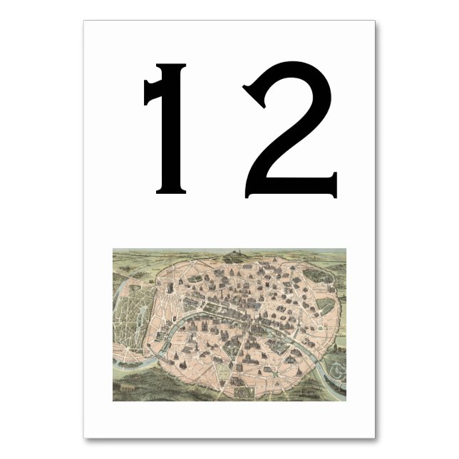 Numeração De Mesa Mapa antigo da Rua Paris DIY BG (Frente)