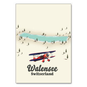 Numeração De Mesa mapa de suiça do lago Walensee