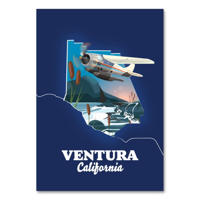 Numeração De Mesa Mapa de viagem Ventura Califórnia (Frente)