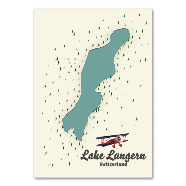 Numeração De Mesa Mapa do Lago Lungern Suíça (Frente)
