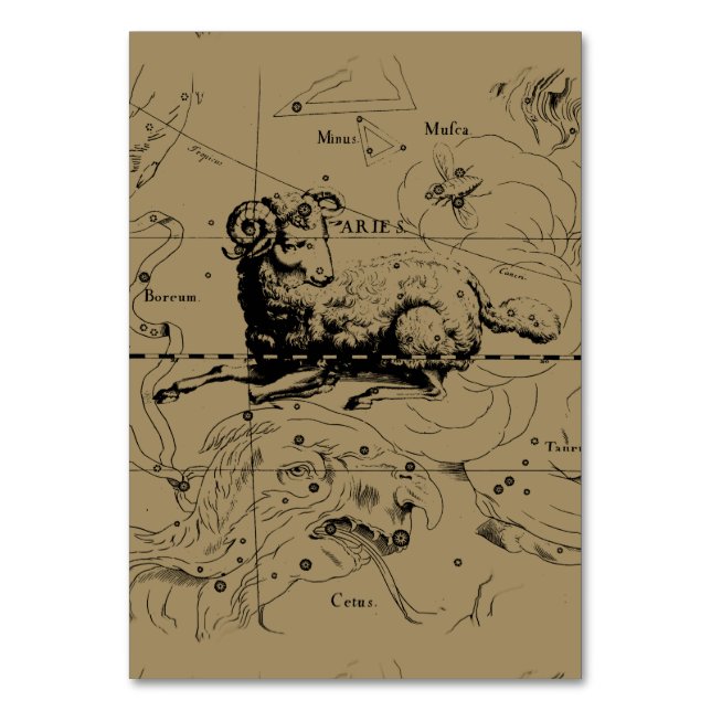 Numeração De Mesa Mapa Hevelius da constelação do Aries cerca de (Frente)