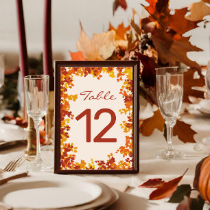 Numeração De Mesa Maple Deixa Orange & Terracotta Autumn Casamento