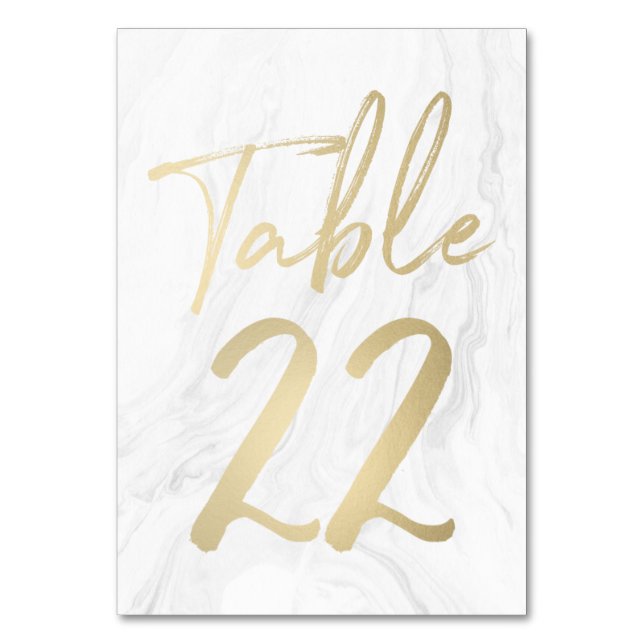 Numeração De Mesa Marble e Script Dourado | Tabela Número Placa 22 (Frente)