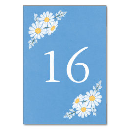 Numeração De Mesa Margarida Branca Floral Elegante no Casamento Azul