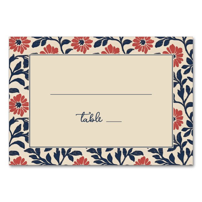 Numeração De Mesa Marinha Vintage Floral (Frente)