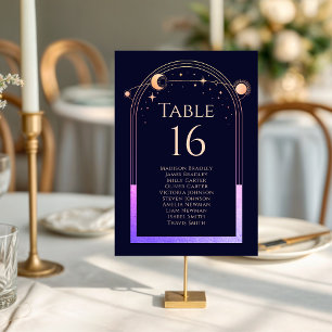 Numeração De Mesa Marinho Arco-Íris  Azul Sol Lua Estrelas Espaço