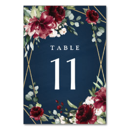 Numeração De Mesa Marinho Azul Borgonha Blush Dourado Casamento Flor
