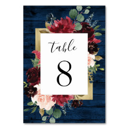 Numeração De Mesa Marinho Azul Borgonha Blush Dourado Casamento Russ