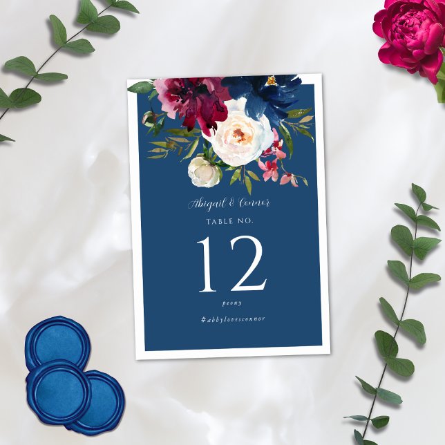 Numeração De Mesa Marinho azul-borgonha de jardim entonado (Criador carregado)