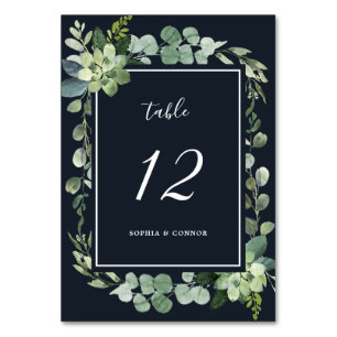 Numeração De Mesa Marinho Azul de Meia-Noite Casamento Suculento