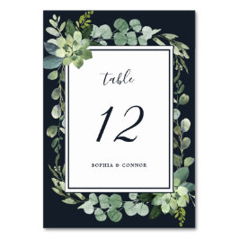 Numeração De Mesa Marinho Azul de Meia-Noite Casamento Suculento