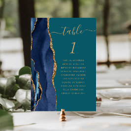 Numeração De Mesa Marinho Azul Dourado Agate Casamento Teal