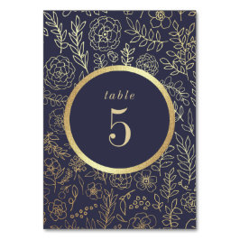 Numeração De Mesa Marinho Azul, Dourado Casamento de Padrão Floral
