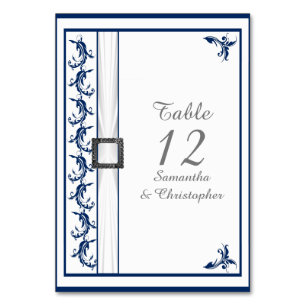 Numeração De Mesa Marinho azul e branco damasco branco casado de ren