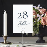 Numeração De Mesa Marinho Azul e Caligrafia Branca Casamento Moderno<br><div class="desc">Marinho Azul e Caligrafia Branca Número Moderno da Mesa Casada - moderno e impressionante - parte de uma coleção</div>