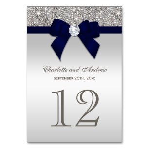 Numeração De Mesa Marinho Azul Faux Arco Sequins Silver Casamento