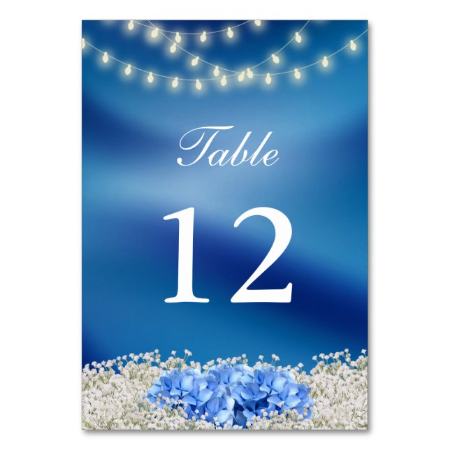 Numeração De Mesa Marinho Azul Hydrangea  Azul Mesa Casamento (Frente)