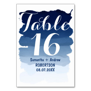 Numeração De Mesa Marinho azul stripes aquarela número da tabela omb