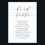 Numeração De Mesa Marinho Blue Minimalist Script Seating Weding<br><div class="desc">Plano personalizável de número de assentos da tabela. Ele apresenta uma escrita branca marinho e tipografia clássica. Personalize adicionando seus próprios detalhes. Este plano minimalista de assentos de mesas é perfeito para casamentos,  chás de fraldas,  chás de panela,  aniversários e muito mais.</div>