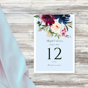 Numeração De Mesa Marinho brilhante azul-borgonha de jardim entonado