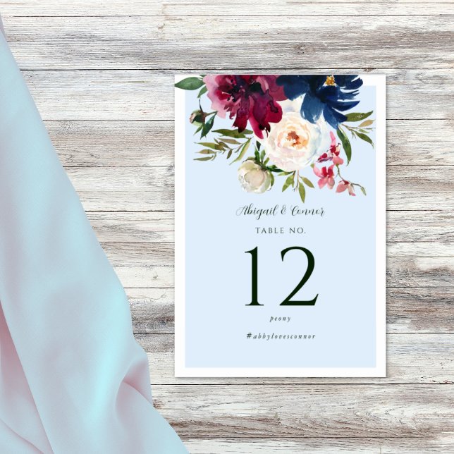 Numeração De Mesa Marinho brilhante azul-borgonha de jardim entonado (Criador carregado)