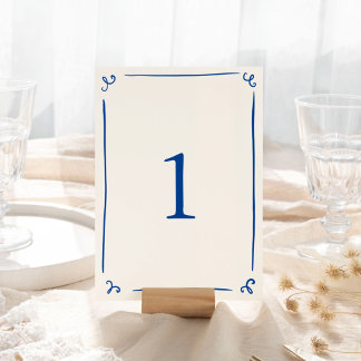Numeração De Mesa Marinho Desenho Da Mão Whimsical Azul