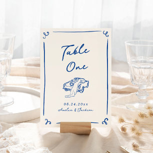 Numeração De Mesa Marinho Desenho Da Mão Whimsical Azul