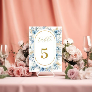 Numeração De Mesa Marinho Dusty Blue Primavera Floral Dourado Casame