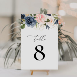Numeração De Mesa marinho e blush floral casamento