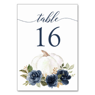 Numeração De Mesa Marinho Floral Blue Pumpkin Queda Número da Tabela