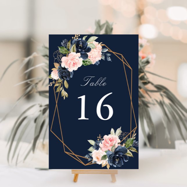 Numeração De Mesa Marinho floral e casamento geométrico com cores aq (Criador carregado)