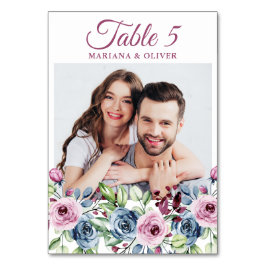 Numeração De Mesa Marinho Fotográfico Blue Burgundy Mesa Floral Numb