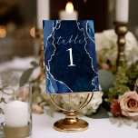 Numeração De Mesa Marinho, mármore e placa de Mesa de agata prateada<br><div class="desc">Esta bela placa de mesa apresenta mármore com sotaques agatos e prateados!</div>