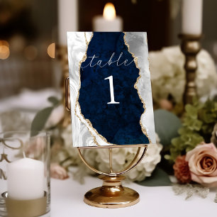 Numeração De Mesa Marinho mármore, placa de Mesa branca e ágil Doura