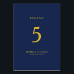 Numeração De Mesa Marinho minimalista clássico azul | Número de quad<br><div class="desc">Este clássico azul-marinho minimalista | O número da mesa de ouro é excelente de um simples casamento romântico e elegante moderno. A paleta de cor azul-marinho escura e a tipografia mínima de vintage lhe dão um toque formal clássico. O design é flexível, perfeito para uma noite contemporânea básica, primavera, outono,...</div>