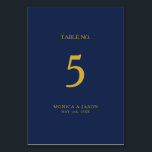 Numeração De Mesa Marinho minimalista clássico azul | Número de quad<br><div class="desc">Este clássico azul-marinho minimalista | O número da mesa de ouro é excelente de um simples casamento romântico e elegante moderno. A paleta de cor azul-marinho escura e a tipografia mínima de vintage lhe dão um toque formal clássico. O design é flexível, perfeito para uma noite contemporânea básica, primavera, outono,...</div>