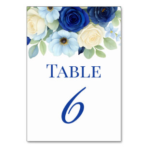 Numeração De Mesa Marinho Royal Bue Casamento Watercolor Flores De M