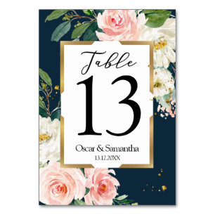 Numeração De Mesa Marinho Russo Azul e Cor-de-Rosa Dourado